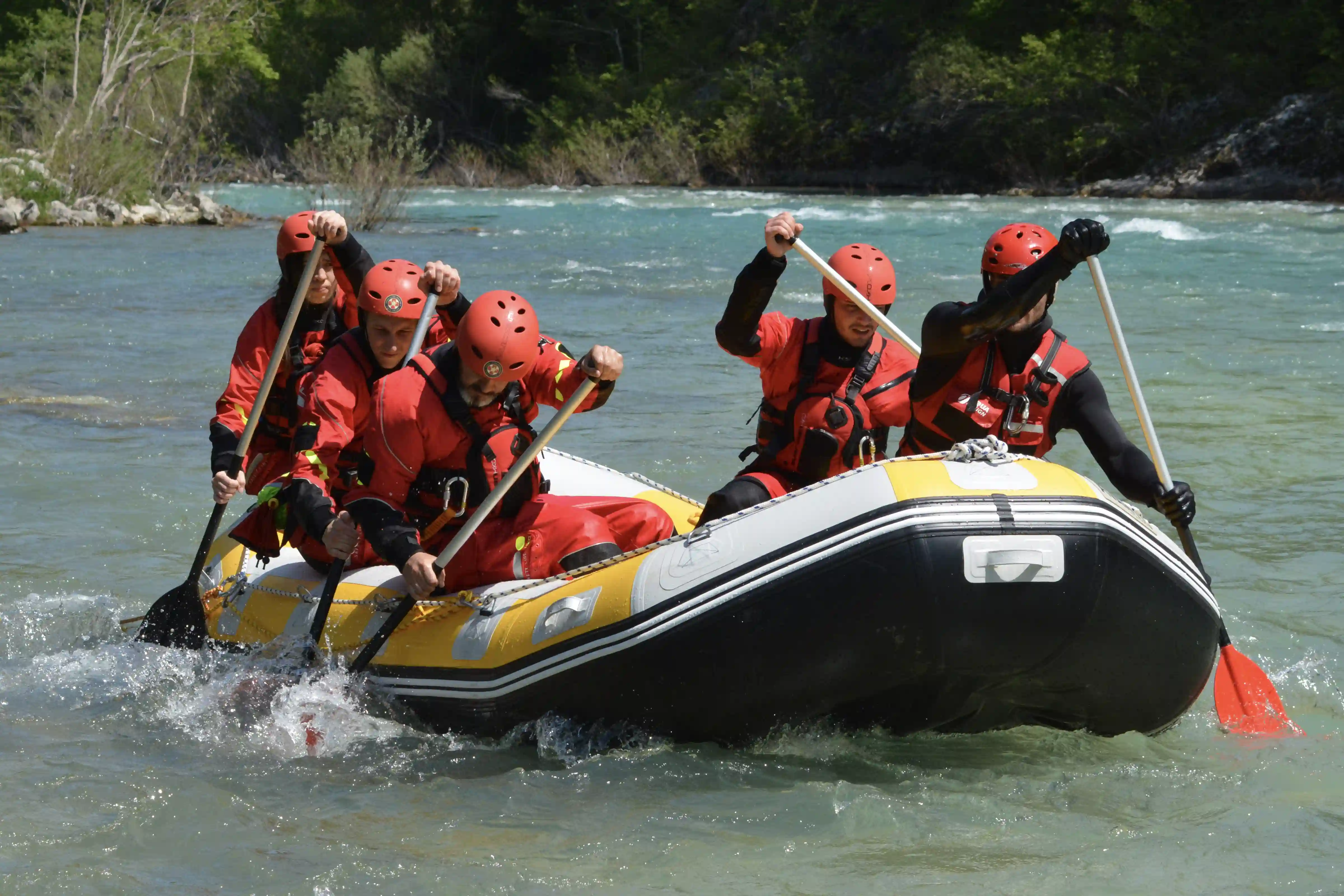 Rescue 3 Swiftwater Rescue Technician Firefighters In A Raft